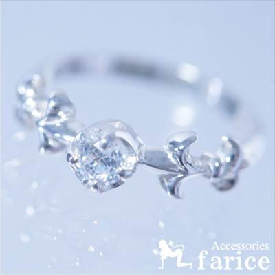 4点爪留めブリリアントカットホワイトキュービックジルコニア 2フルールドリスフレーム シルバージュエ..