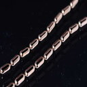 ショート&ロングオーバル変則ボール ピンクゴールド シルバーチェーン(幅1.8mm)