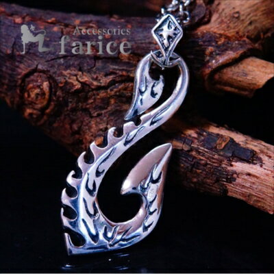 フィッシュフック 釣り針 白鳥 スワン型 ノコギリの刃デザイン シルバー925 メンズ ペンダント ネック..