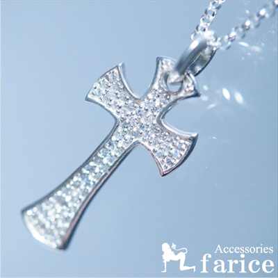 キュービックジルコニアパヴェ ホワイトシャインアックスクロスシルバージュエリーペンダント (メンズ＆レディース)