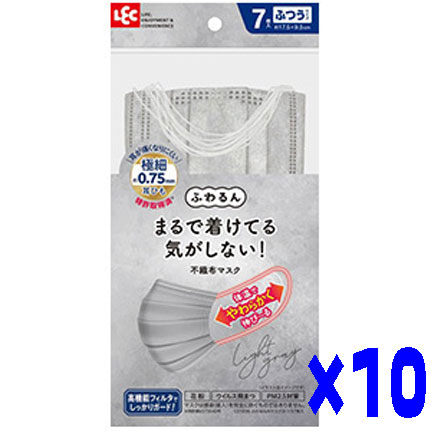乐天商城 - LEC(レック）ふわるんNマスクふつう7枚入りLGR　ライトグレー×10セット　0457317759877　1袋当たり120円東