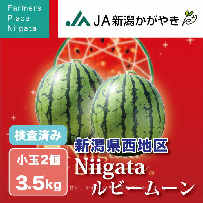 【予約受付中】Niigataルビームーン スイカ 西瓜 秀品 贈答用 小玉サイズ 3.5kg (2玉) 新潟市西区赤塚地区産 検査済み お歳暮 送料無料 ギフト 贈り物 贈答品 高級