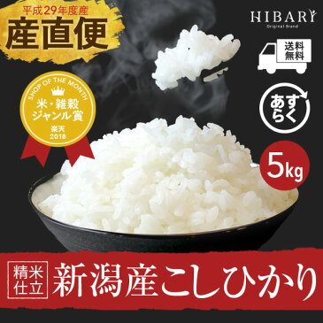 米 新潟産 コシヒカリ 5kg 送料無料 新潟県産 29年産 【あす楽】選べる 白米 玄米 お中元 のし対応 無洗米より甘い 【商品レビューで次回使えるクーポンプレゼント♪】