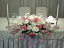 カサブランカメイン白、ピンク系メインテーブル装花（L）（生花）