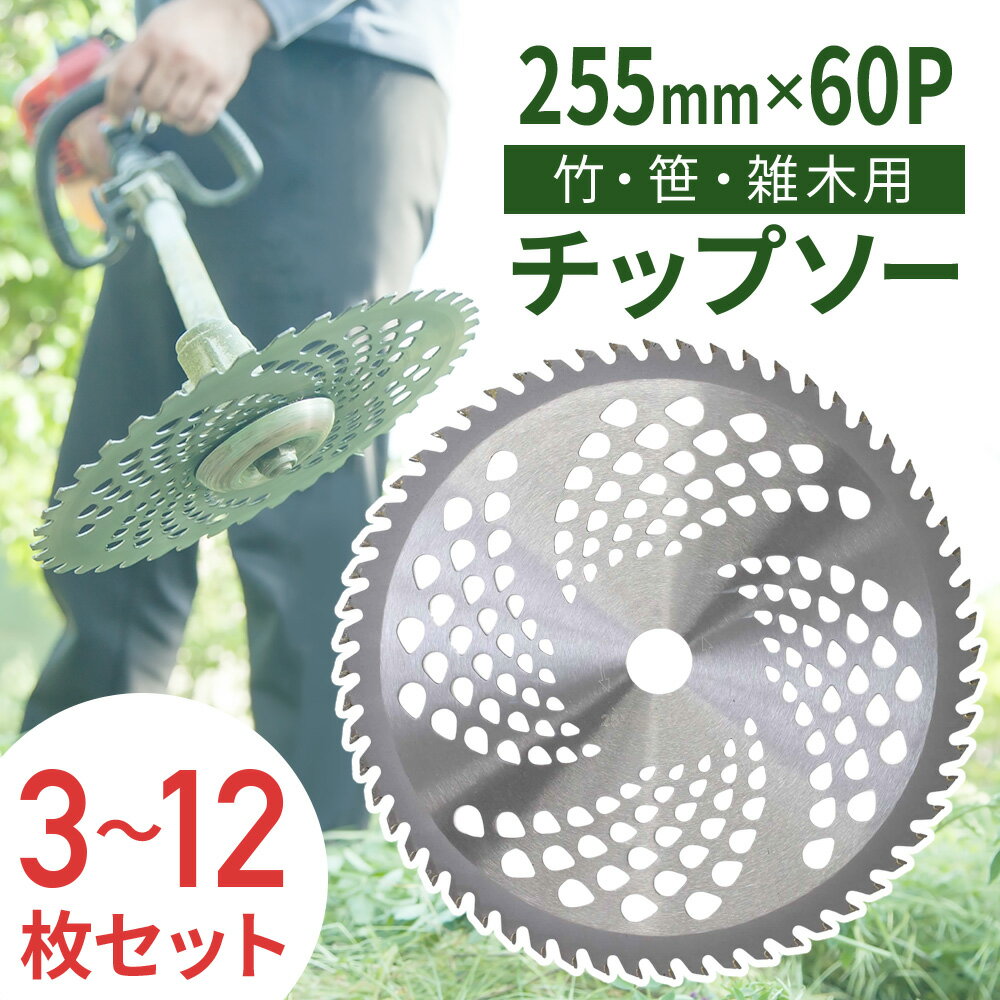 草刈り チップソー 草刈り機 替え刃 60枚刃 【12枚セット】 交換用 255mm 25mm 草刈機 電動草刈り機 金属刃 部品 チ…