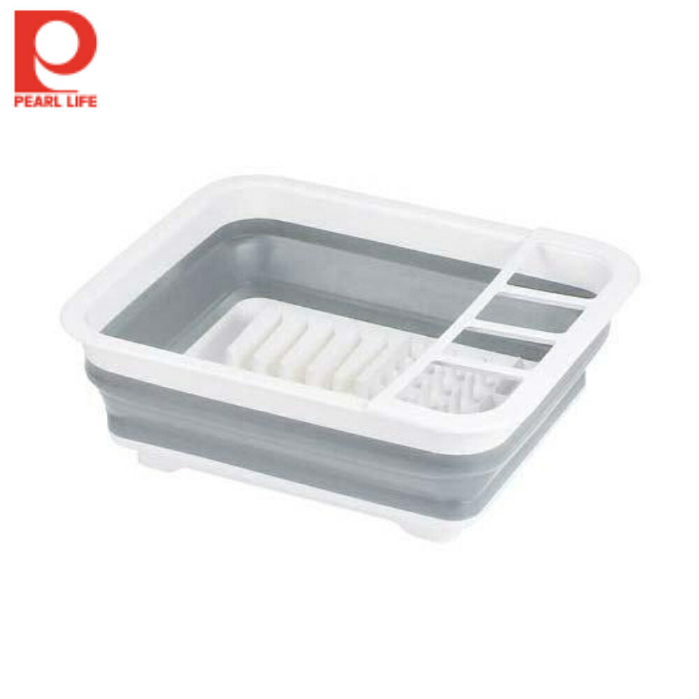 樂天商城 - 【LINE★300円OFFクーポンあり】 パール金属 水切りかご 折りたたみ トレー バスケット ホワイト キッチンメイト HB-6355 HB6355 4549308563559 水切りカゴ 水切り籠 水切りラック 水切り かご キッチン用品 キッチン ラック 食器 皿 コンパクト 収納 排水ノズル付き