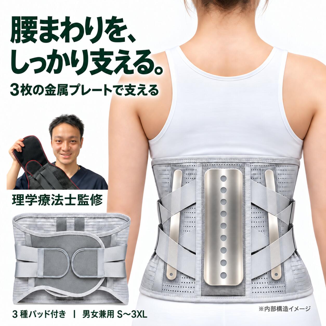 【新品】医療用腰痛コルセット 軟性コルセット メッシュ　マジックテープで調節可 楽天市場】コルセット マジックテープの通販