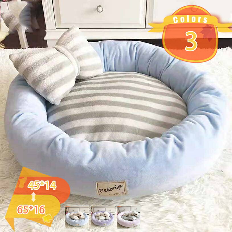 300円OFFクーポン 犬ベッド 犬用品 ペット用ベッド 犬 猫 ベッド 春 夏 秋 冬 猫ベッド 寝具 ふわふわ 柔らかい 可愛い 円形 ワンちゃん 枕付き ペットベッド 四季通用 子猫 子犬用 M 直径55cm 犬ベッド 犬用品 fascimo