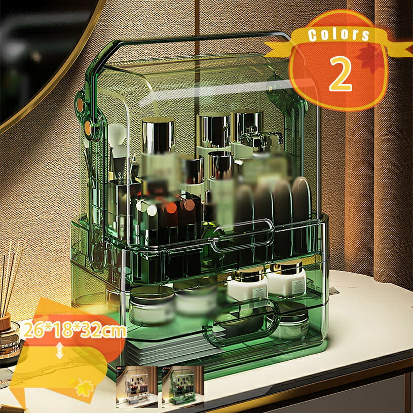 メイクボックス 大容量 化粧品収納ボックス コスメボックス コスメ収納 メイク収納 化粧BOX 小物入れ 化粧品入れ メイクケース 引出し式 蓋付き 防塵 防水 浴室 洗面所 卓上収納 かわいい 化粧品ケース fascimo