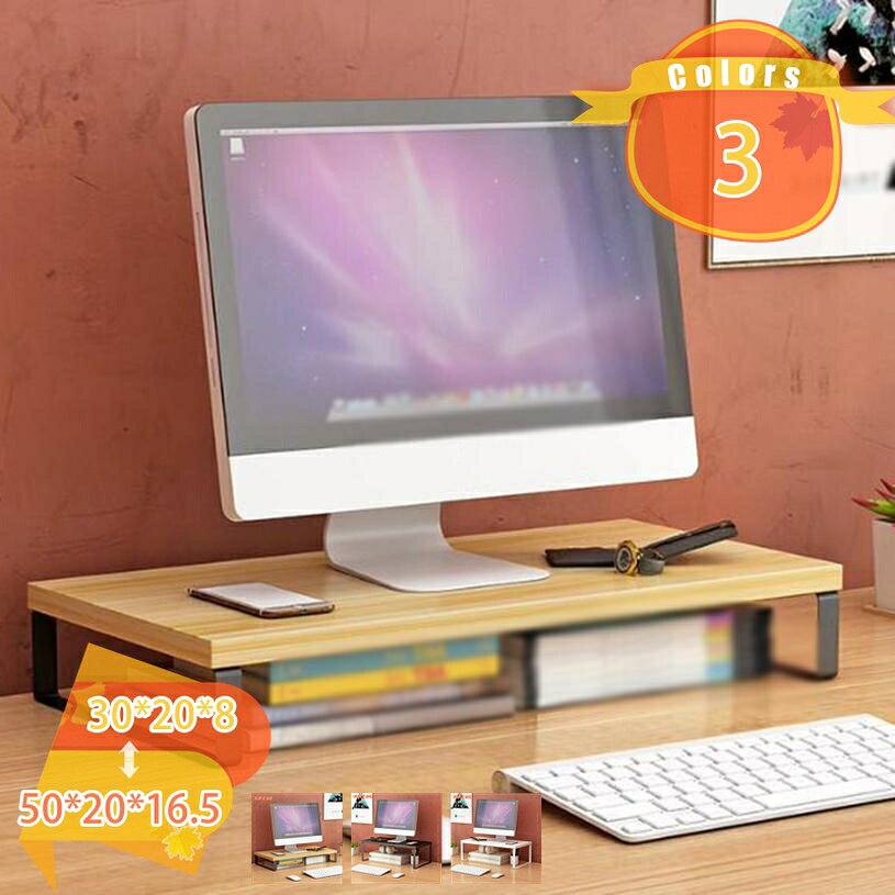 Rakuten - モニター台 机上台 ワイド モニタースタンド1段階 キーボード収納 木製 木目 パソコンラック 机上ラック オフィス収納 デスク上置棚 モニター台 机上 卓上 机上台 木目柄 キーボード収納 プリンタ 1段 モニタースタンド 組立簡単 fascimo