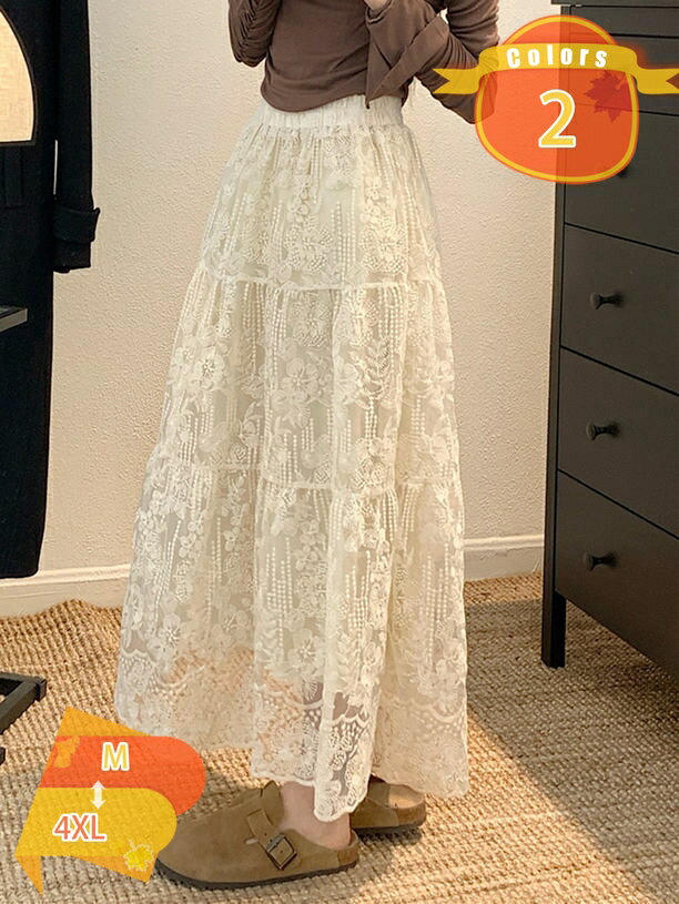 スカート レディース 大きいサイズ 裾レース 透けない 静電気防止 透け防止 フレア Aライン インナー 体型カバー ロング丈 和装 着物 浴衣 肌着 下着 透け対策 シンプル 春 夏 秋 fascimo