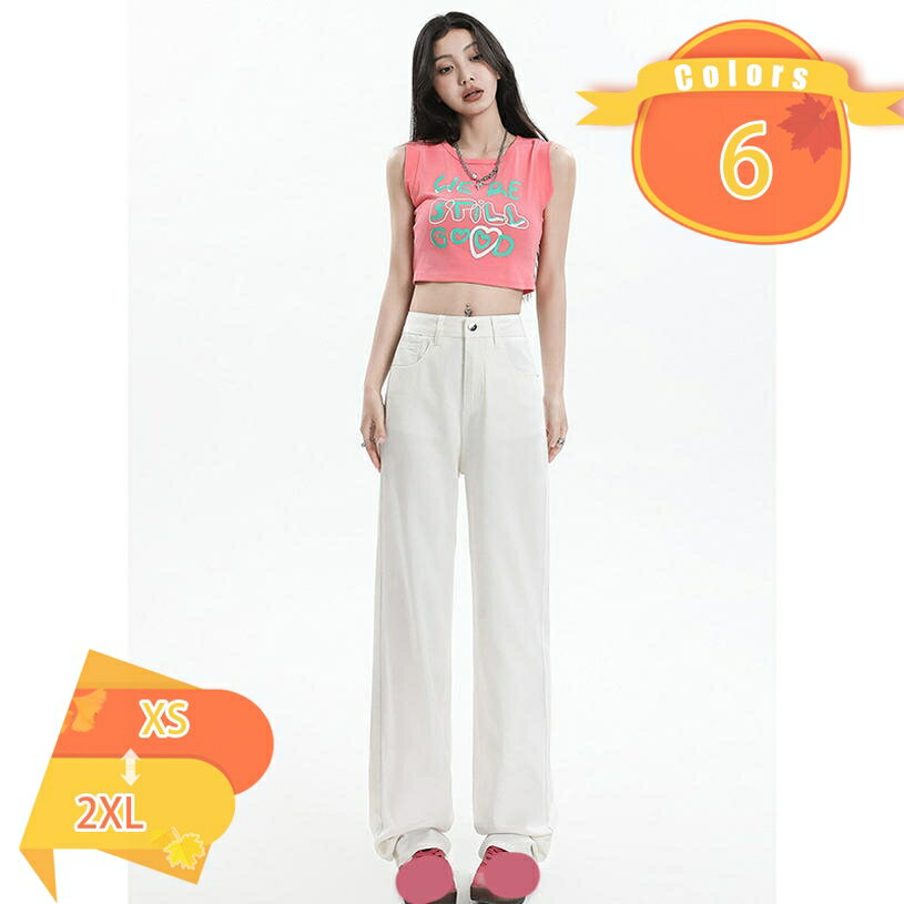 乐天商城 - 500円OFFクーポン デニムパンツ レディース ワイドパンツ ルーズ ストレート 春夏秋 ボトムス ジーンズ ジーパン おしゃれ ヴィンテージライク ロング ゆったり シンプル かわいい ポケット カジュアル 普段使い fascimo