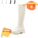 レディース ブーツ ロングブーツ 革靴 ローヒール 太ヒール ジョッキーブーツ バックジップ 歩きやすい ブーツ ヒール4cm 疲れにくい 秋冬 ブーツ 黒 無地 シンプル 通勤 オフィス カジュル 通学 防寒 日常用 fascimo