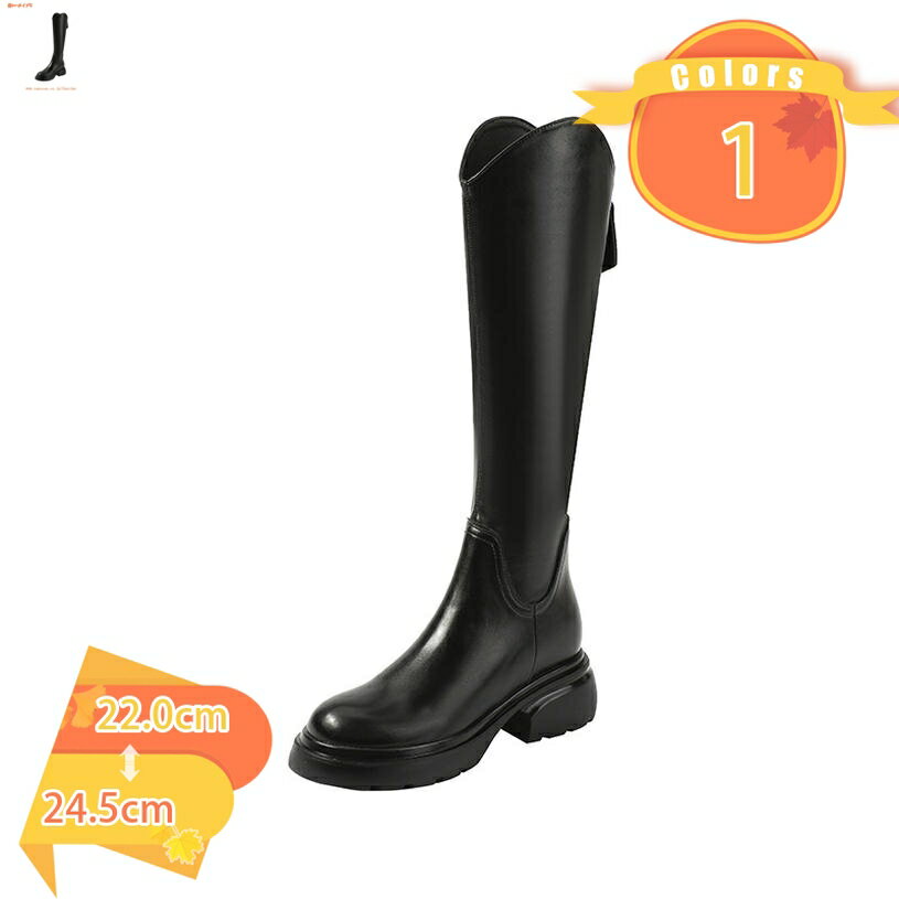 ブーツ レディース ロングブーツ 秋冬 ラウンドトゥ 厚底 ジョッキーブーツ バックジッパー チャンキー..