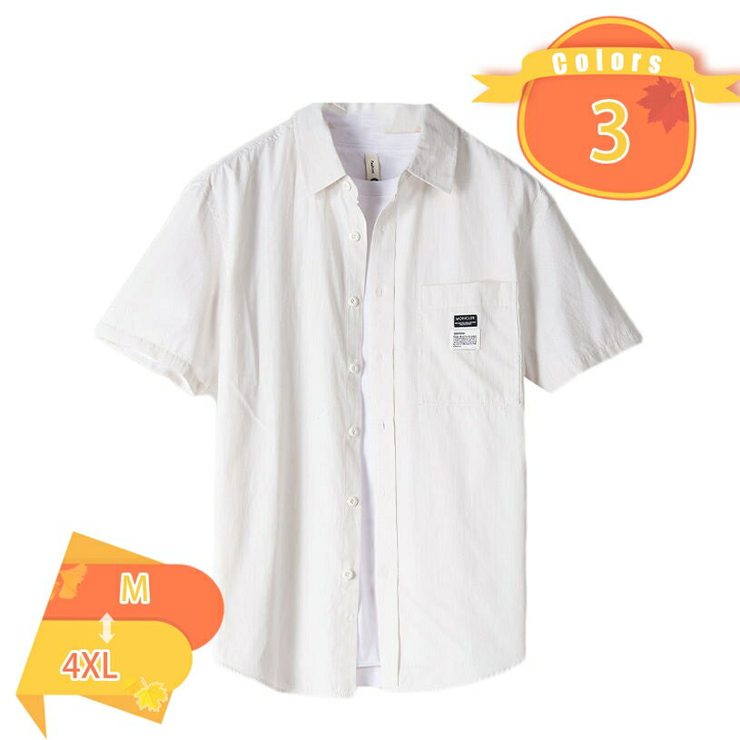 樂天商城 - 1000円OFFクーポン メンズ シャツ 夏服 メンズ 半袖 通気性 ワイシャツ 大きい サイズ ビジネス カジュアル yシャツ ゆったり おしゃれ 夏用 涼しい 軽い 柔らかい かっこいい 無地 シンプル オシャレ 夏物 トップス 開襟シャツ fascimo