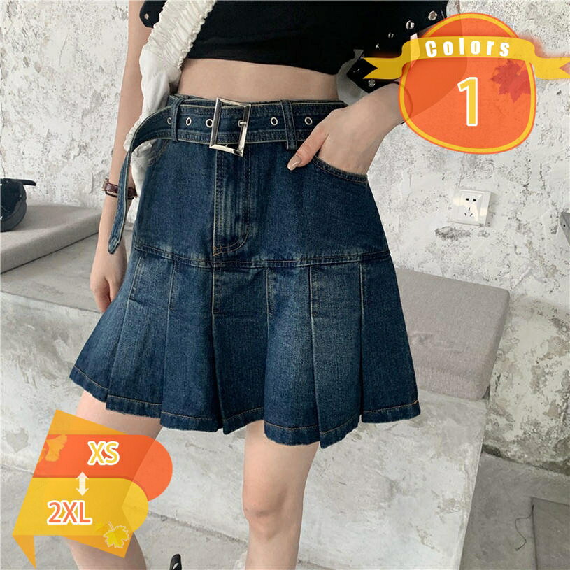 樂天商城 - デニムスカート レディース 夏 きれいめ ミニ プリーツスカート ハイウエスト aライン ショート丈 おしゃれ ジーンズ ストレッチ スカート スリム フェミニン 可愛い 着痩せ 足長 美脚 デニムスカート 台形 タイトスカート fascimo