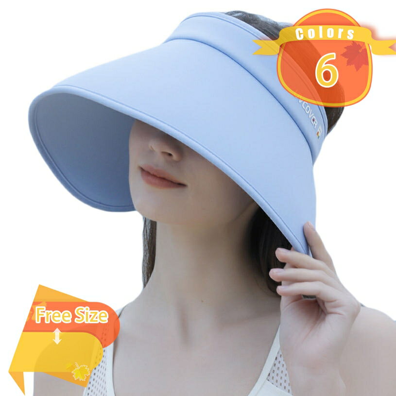 Rakuten - 500円OFFクーポン バイザー つば広帽子 遮光 遮熱 サンバイザー UVカット レディース 夏 小顔効果 紫外線対策 吸汗 通気 速乾 折りたたみ 日焼け軽減 冷感 着脱簡単 ゴルフ 通勤 通学 ビーチ 海辺 旅行 持ち運びやすい つば広 バイザーハット fascimo