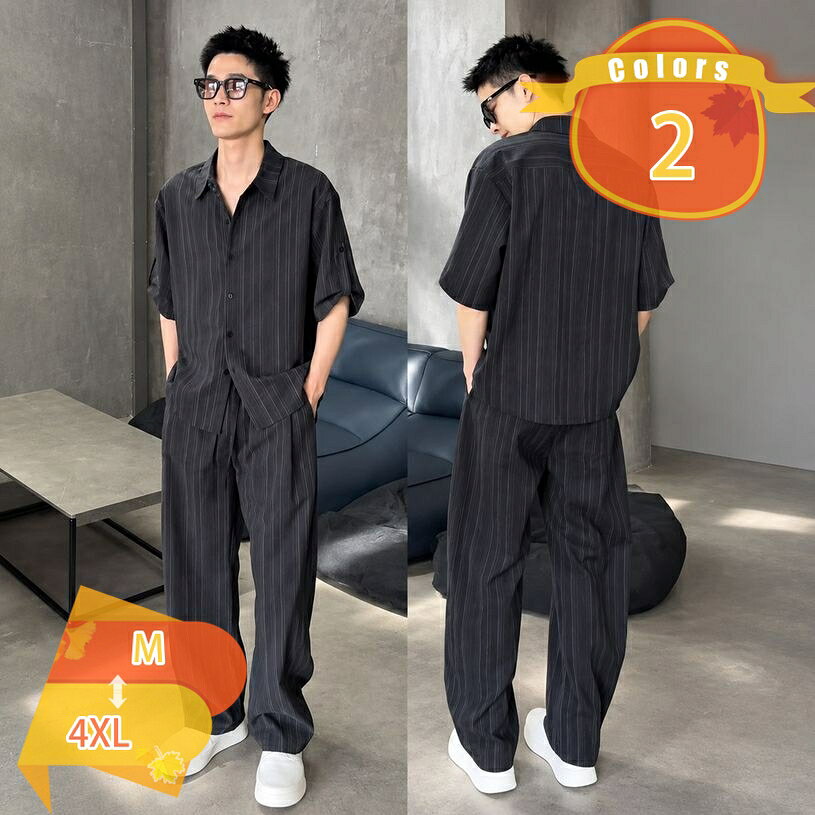 1000円OFFクーポン 上下セット メンズ 5分袖 シャツ セットアップ Tシャツ ロングパンツ ゆったり カジュアル 2点セット ダンス ルームウエア 大きいサイズ ストリート系 凉しい オシャレ 部屋着 薄手 春夏 服 プレゼント 父の日 fascimo