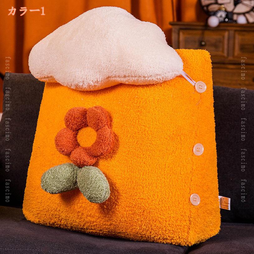 イス用クッション チェアークッション チェアパッド 背もたれ 腰当て 低反発 ふわふわ ワークデスク シートクッション 仕事用 オフィス 車 ソファー イス用 三角 クッション ごろ寝 枕 疲れない 背中 fascimo [3]