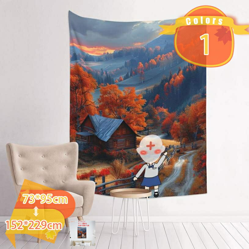 500円OFFクーポン カスタムデザイン タペストリー 紅葉と小川 秋の風景 自然 家/お店 壁飾り 大判 おしゃれ インテリア 飾り 多機能 装飾布 部屋 雰囲気転換 新居お祝い 個性プレゼント ポリエステル製 雰囲気転換 壁掛けタペストリー fascimo