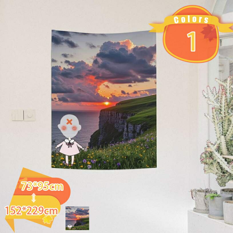 乐天商城 - 来図カスタマイズ タペストリー 美しい 自然風景 海 空 山 夕日 日光 雲 布 ポスター インテリアタペストリー 壁掛け 多機能 模様替え 部屋 新居祝い 店舗 カフェ 湖の水 個性ギフト カラー 背景布 fascimo