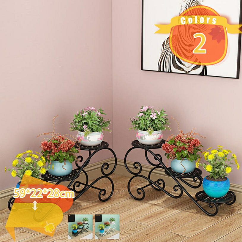 Flower Stand - フラワースタンド 花台 アイアン 3段 鉄製 白 ホワイト シャビー アンティーク おしゃれ かわいい 鉢スタンド 鉢置き台 ガーデンスタンド プランタースタンド ディスプレイ フラワースタンド3段 プランタースタンド fascimo