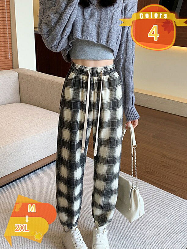 300円OFFクーポン ハイウエスト ツイード ストレート スリムフィット ワイドレッグパンツ 秋冬 女性向 ..