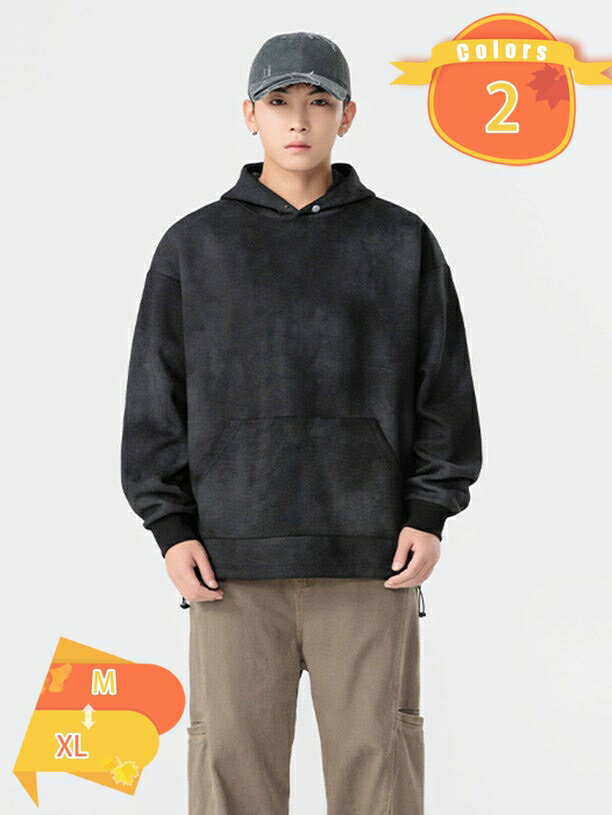 1000円OFFクーポン パーカー メンズ 大きいサイズ 長袖 M-XL 秋 無地 ポケット付き プルオーバー 無地 シンプルトレーナー 柔らかい肌触り カジュアル 体型カバー ゆったり フード付き おしゃれ 通勤 ストリート 春 冬服 fascimo