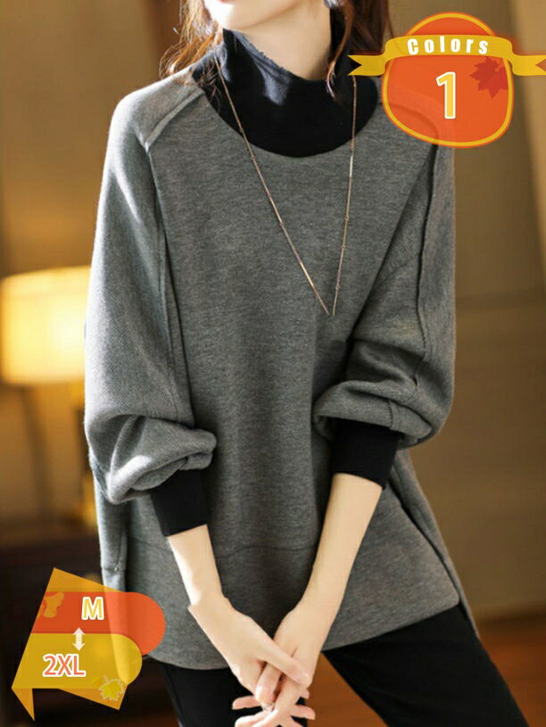 トレーナー スウェット トップス レディース 薄手 ハイネック 長袖 大きいサイズ 春 秋 冬 おしゃれ リラックス パーカー 秋 冬 スタン..