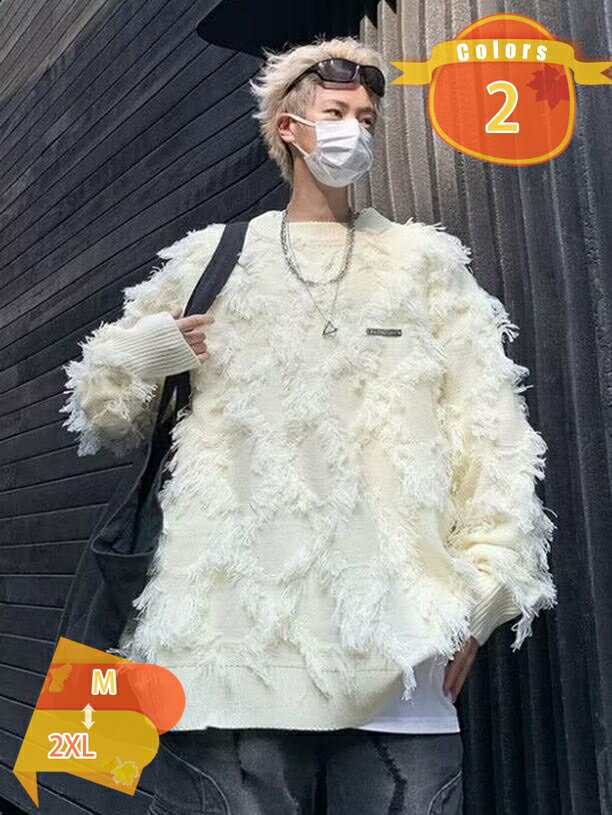 1000円OFFクーポン トレーナー メンズ 秋服 長袖 プルオーバー パーカー ロングTシャツ 大きいサイズ タッセル デザイン ゆったり 無地..