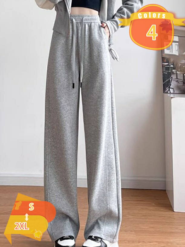 300円OFFクーポン レディース スーパーソフト ポリエステル フリース裏地 ワイドレッグ カジュアルパン..