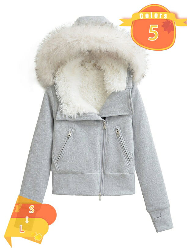 2000円OFFクーポン パーカー レディース フード付きパーカー ファー付きパーカートップス ジップアップ 長袖 ショート丈 フード付き ショートパーカー ポケット付き 裹起毛 無地 ゆったり トップス 前開き トップス お洒落 カジュアル 秋新作 通勤 fascimo