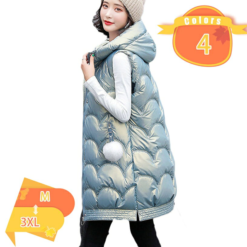 1000円OFFクーポン ダウンベスト レディース 中綿ベスト 秋 冬 暖かい ロング あったか 防寒対策 保温 トップス 前開き 軽量 防風 レディース アウター ダウン ベスト ダウンコート 通勤 通学 カジュアル fascimo