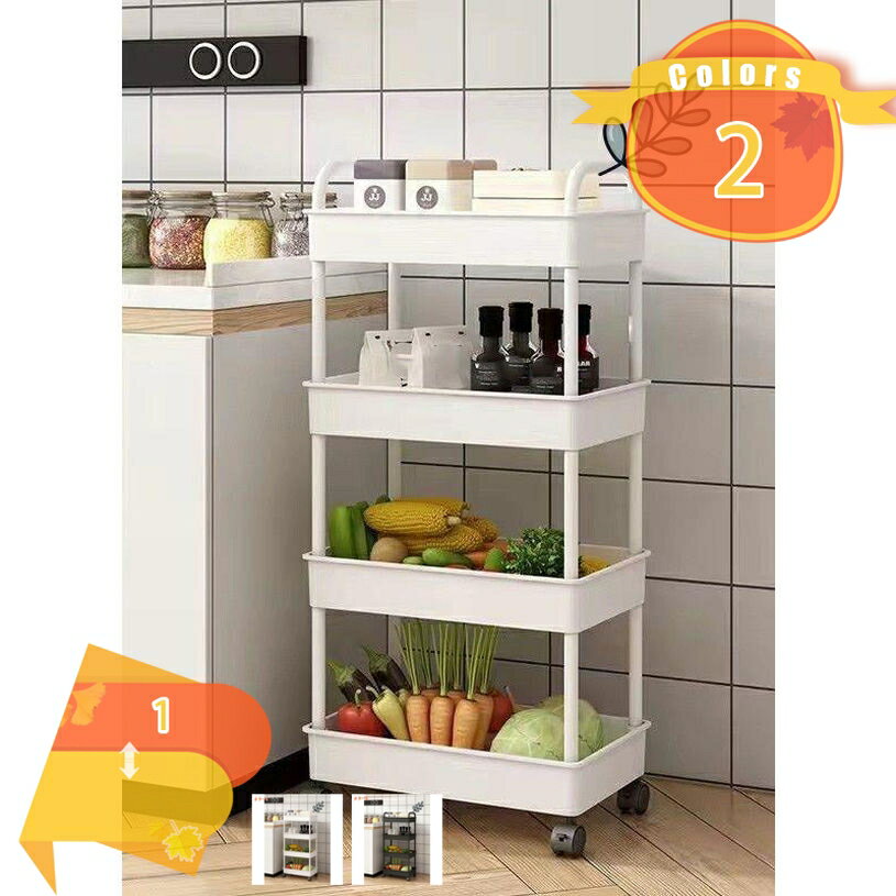 乐天商城 - 500円OFFクーポン キッチンワゴン 収納カート キャスター付き おしゃれ スチール ステンレス ラック耐荷重 ルーム バスルーム 隙間収納 ブラック 移動式 スリムワゴン 細い棚 調味料棚 頑丈 ホワイト隙間収納 fascimo
