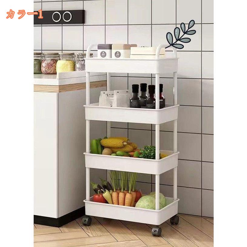500円OFFクーポン キッチンワゴン 収納カート キャスター付き おしゃれ スチール 大容量 ルーム バスルーム 隙間収納 ブラック 移動式 スリムワゴン 細い棚 調味料棚 頑丈 ホワイト隙間収納 fascimo [2]