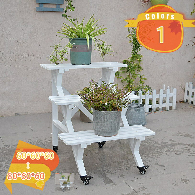 Flower Stand - フラワースタンド 3段 花台 木製 観葉植物 台 家装飾 室内 屋外 プランタースタンド フラワーラック 植木鉢台 スタンド 組み立て式 園芸ラック 鉢 台 置き 植物 庭 ガーデニング ベランダ 棚 ベンチ型のフラワースタンド fascimo