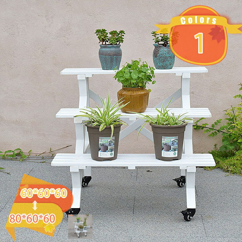 Flower Stand - フラワースタンド ウッドステージ 3段 フラワーラック プランターラック プランター スタンド プランター台 棚 花台 木製 屋外 玄関先 シンプル ナチュラル おしゃれ ガーデニング 園芸 大容量 組み立て式 フレンチ 北欧 fascimo