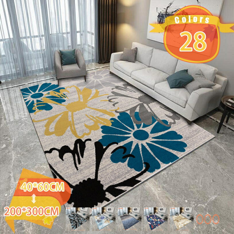 Rakuten - カーペット 夏用 ラグマット 3畳 ジオメトリック 洗えるラグ 滑り止め 北欧 モダン 長方形 柔らかい チェック 折り畳み 柄 ホットカーペット対応 防ダニ 防音 手触り 耐摩耗性 ホール リビング ベッドルーム ラグ fascimo