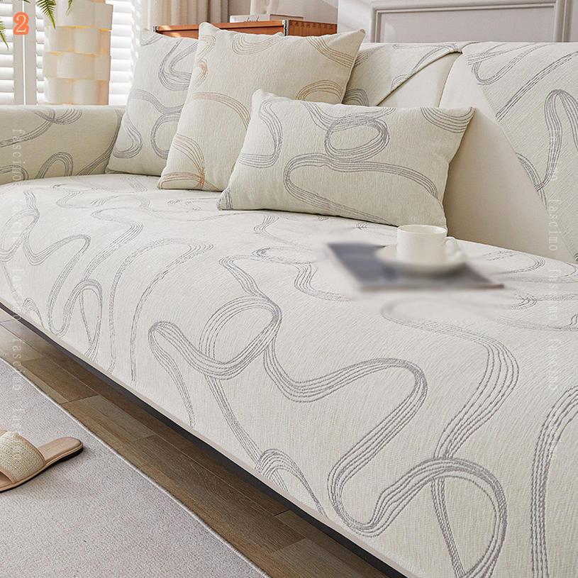 綿100% ソファカバー ソファー保護 北欧 姫系 ソファーカバー 簡単着脱 ズレにくい 幾何 3Dメッシュ 裾はスカートデザイン おしゃれ 可愛い 四季兼用 キルティング 肘なし/肘付き 防汚 洗える 長方形 綿製品のブランケット fascimo