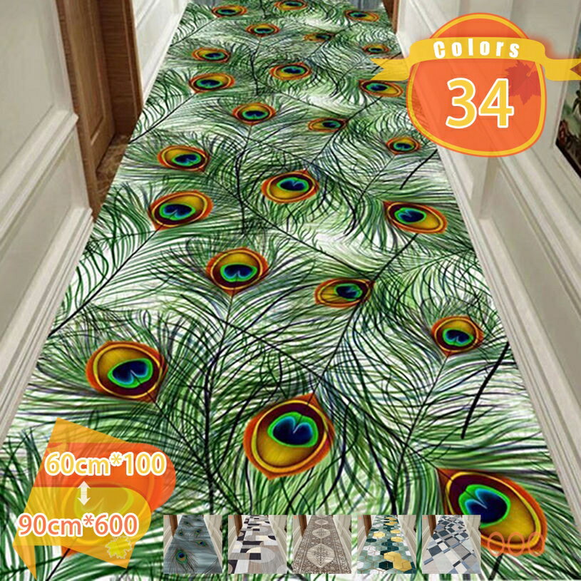 500円OFFクーポン 廊下敷きカーペット 洗える 幾何学 3Dプリント 北欧 ロング ラグ モロッコ 防ダニ 防臭 吸水速乾 マット カラフル ペルシャ柄 滑り止め加工 防音 モダン カラー 北欧風 エントランス カーペット廊下敷き 階段マット 廊下用カーペット fascimo