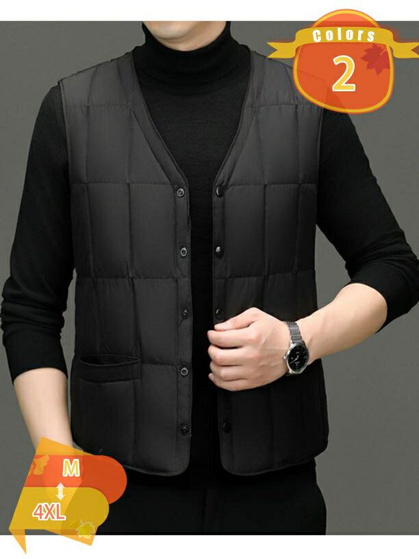 1000円OFFクーポン チョッキ 冬物 メンズ Vネック インナー ダウンベスト あったか ゆったり ジップアップ ノースリーブ 綿入れジャケット ファッショ...