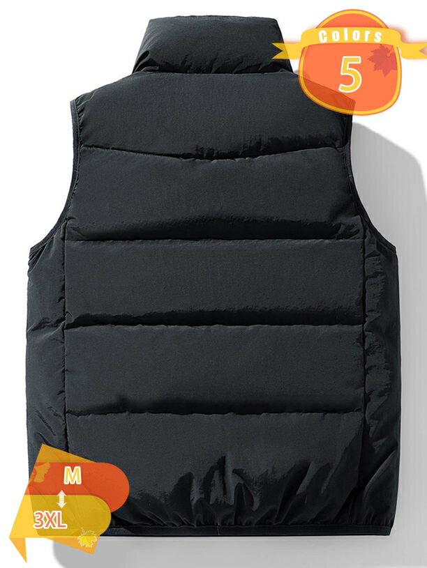 1000円OFFクーポン メンズ ダウンベスト 立ち襟 ショート丈 中綿ベスト ジップアップ 秋冬 アウター 防寒 男性 スタンドカラー カジュアル 普段着 ア...