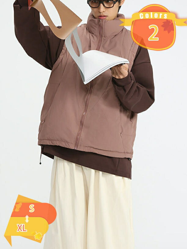 1000円OFFクーポン 厚手 アウター スタンドカラー ベスト 中綿入り ダウンジャケット ジャケット 立ち襟 秋冬 中綿ベスト 防寒 保温 羽織り 軽量 暖...