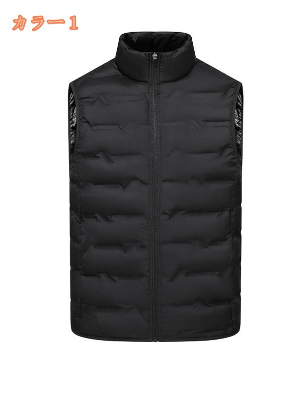 ジップアップ ダウンベスト キルティング メンズ ノースリーブ 立ち襟 アウター 保温性 防寒対策 暖かい 防風 中綿ベスト アウトドア 登山 カジュアル ジャケット 男性 日常 動きやすい スポーツ ゴルフウェア トップス fascimo