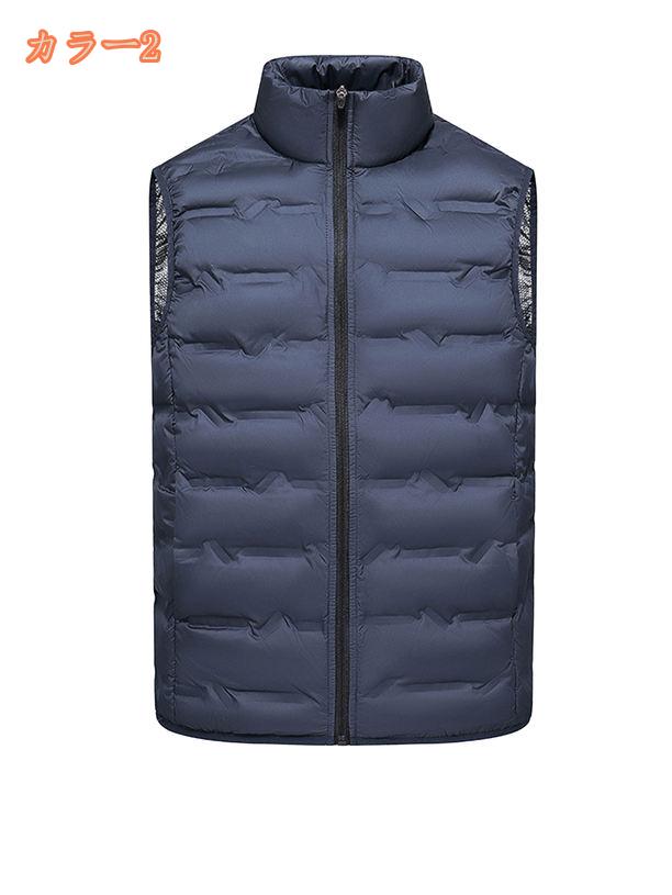 ジップアップ ダウンベスト キルティング メンズ ノースリーブ 立ち襟 アウター 保温性 防寒対策 暖かい 防風 中綿ベスト アウトドア 登山 カジュアル ジャケット 男性 日常 動きやすい スポーツ ゴルフウェア トップス fascimo