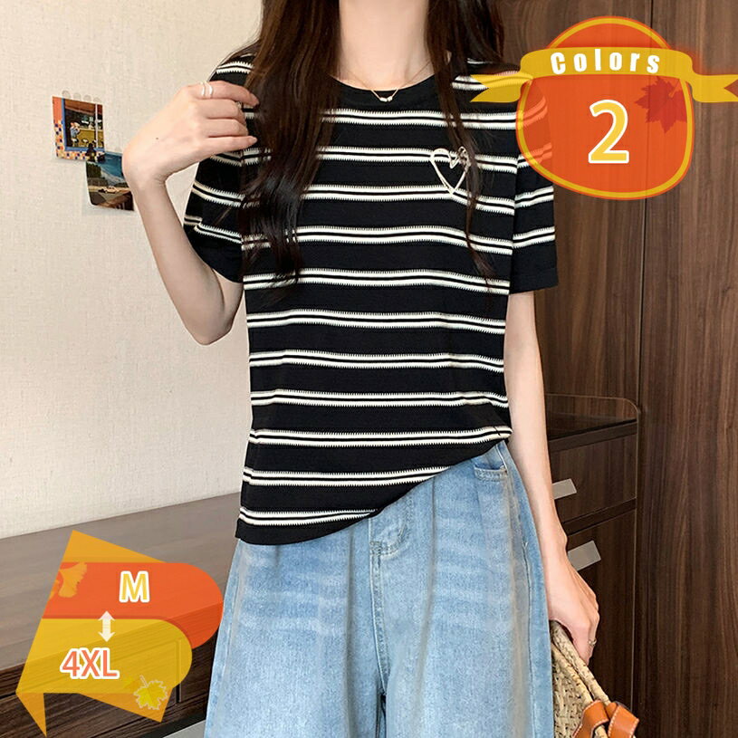樂天商城 - tシャツ レディース 半袖 ボーダー 柄 ロング Tシャツ ゆったり ストライプ カットソー プルオーバー クルーネック Uネック シンプル ロング丈 バイカラー 重ね着 ガーリー 可愛い 女性ら カジュアル お出かけ fascimo