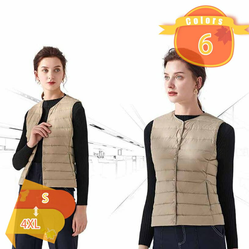 1000円OFFクーポン ダウンベスト レディース ダウン ベスト トップス 薄い 軽量 グレー インナーベスト ダウン 防寒 撥水 大きいサイズ 秋冬 アウター ノースリーブ 秋 冬 ベスト ジレ 前開き 羽織り 暖かい あったか 重ね着 レイヤード シンプル 大人 カジュアル fascimo