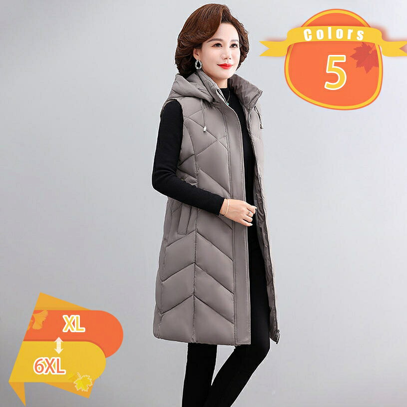 1000円OFFクーポン ロングベスト レディース ダウンベスト フード付き ダウンジャケット パーカー 軽量 ベスト 大きいサイズ 袖なし ダウンベスト 防寒着 ロングダウンコート ライトダウン アウター 防風 防寒 暖かい 誕生日 プレゼント fascimo