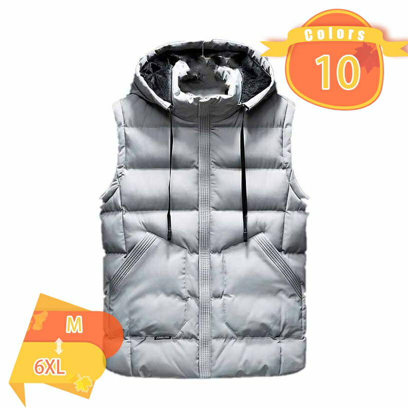 300円OFFクーポン ダウンベスト 防寒 軽量 防寒着 防寒服 ベスト チョッキ アウター ワークウェア メンズ 保温 カジュアル フード付き 高襟 秋冬 防寒ベスト 中綿ベスト fascimo