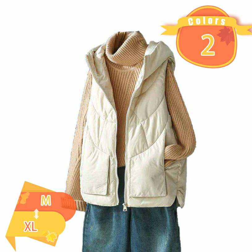 1650円OFFクーポン ベスト レディース 前開き 中綿ベスト ダウンベスト コート ジャケット アウター フード付き ショート ダウンジャケット ノースリーブ 大きいサイズ 重ねき 体型カバー 羽織 ゆったり 防寒 秋冬 fascimo